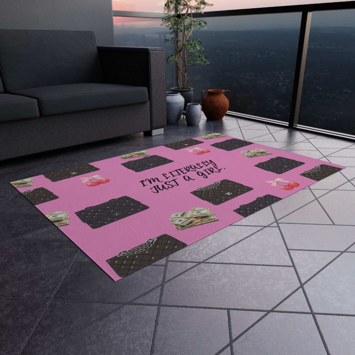 Chic Outdoor Rug - Fun, Perfect for Girls’ Day, Home Decor