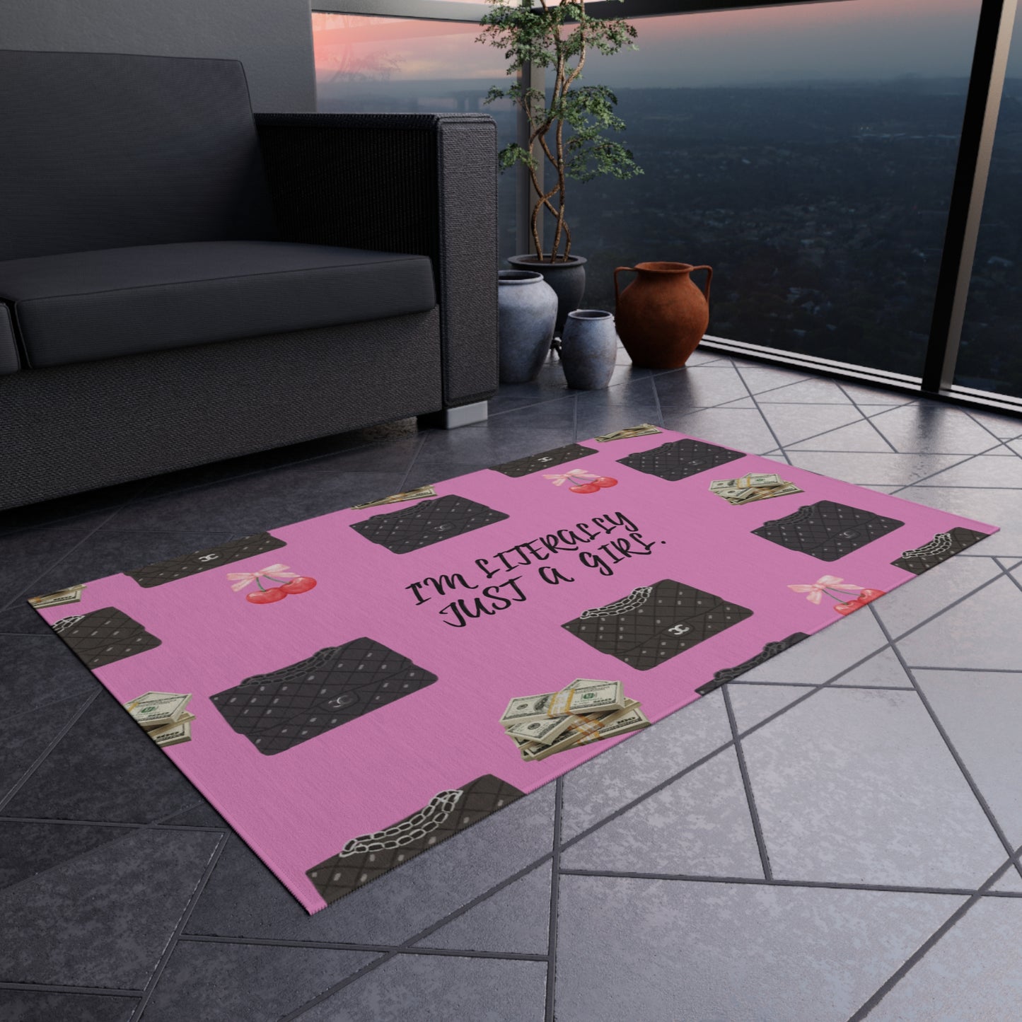 Chic Outdoor Rug - Fun, Perfect for Girls’ Day, Home Decor