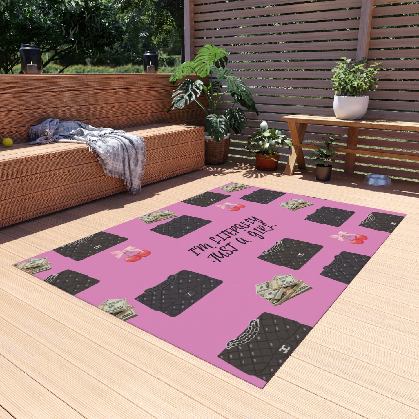 Chic Outdoor Rug - Fun, Perfect for Girls’ Day, Home Decor