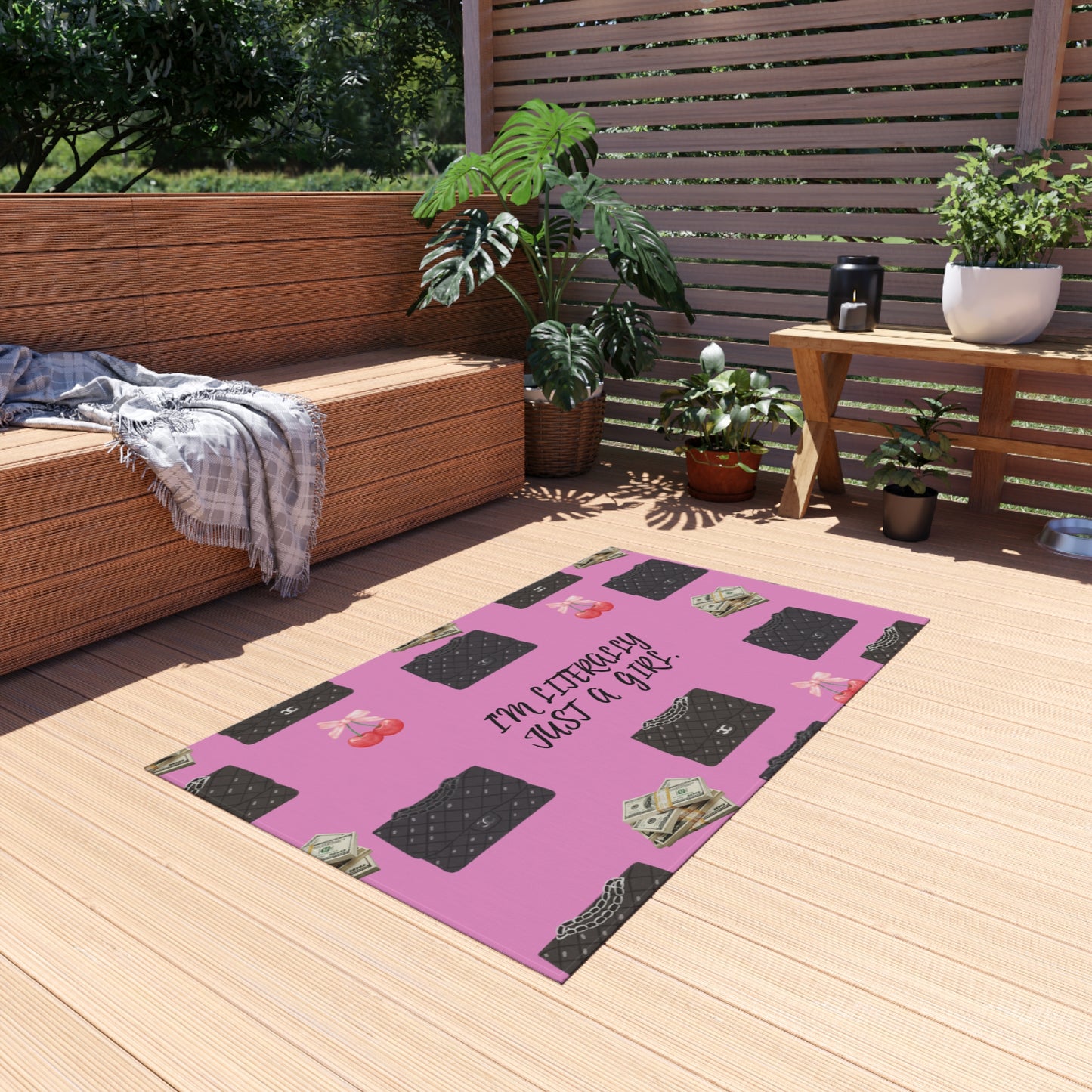 Chic Outdoor Rug - Fun, Perfect for Girls’ Day, Home Decor