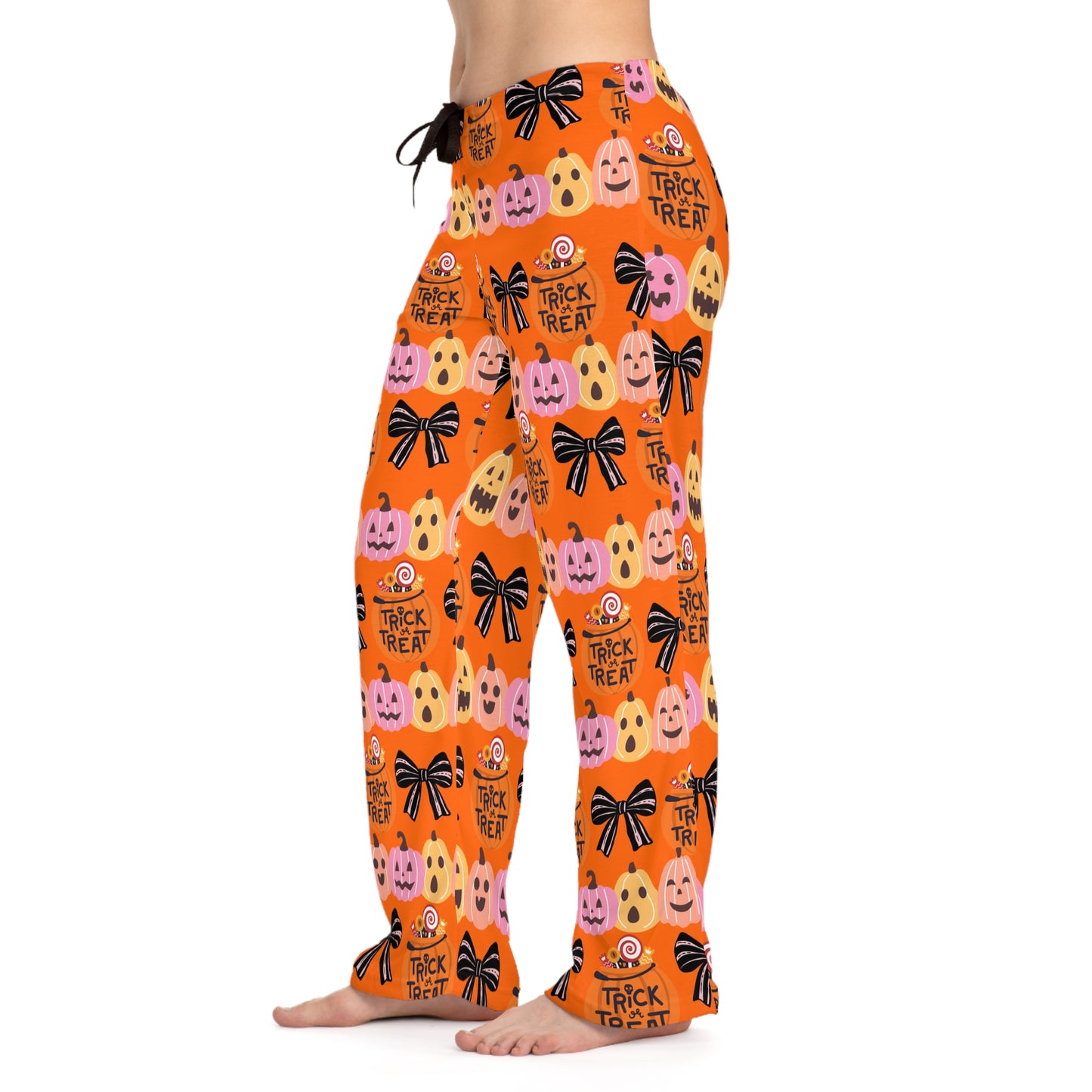 Halloween Women's Pajama Pants, Cozy PJs, Trick or Treat Sleepwear,