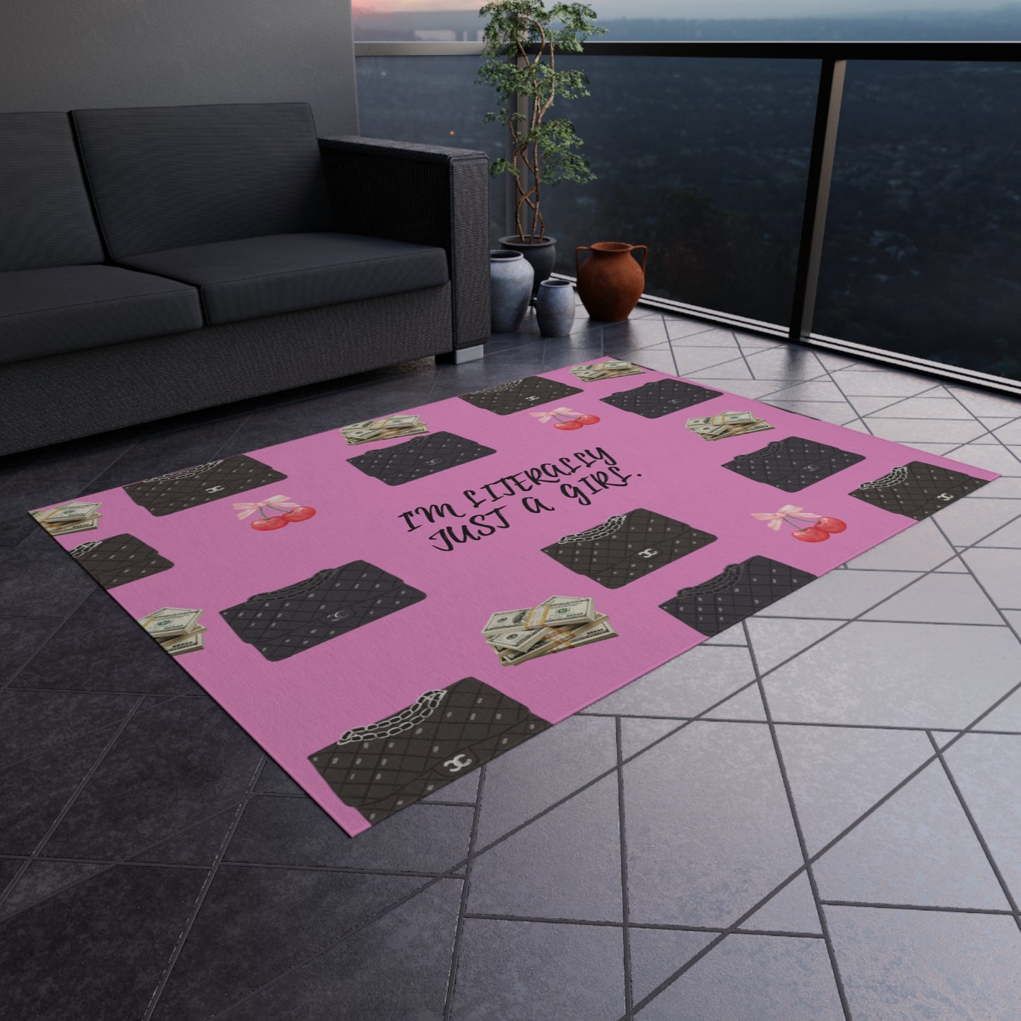 Chic Outdoor Rug - Fun, Perfect for Girls’ Day, Home Decor