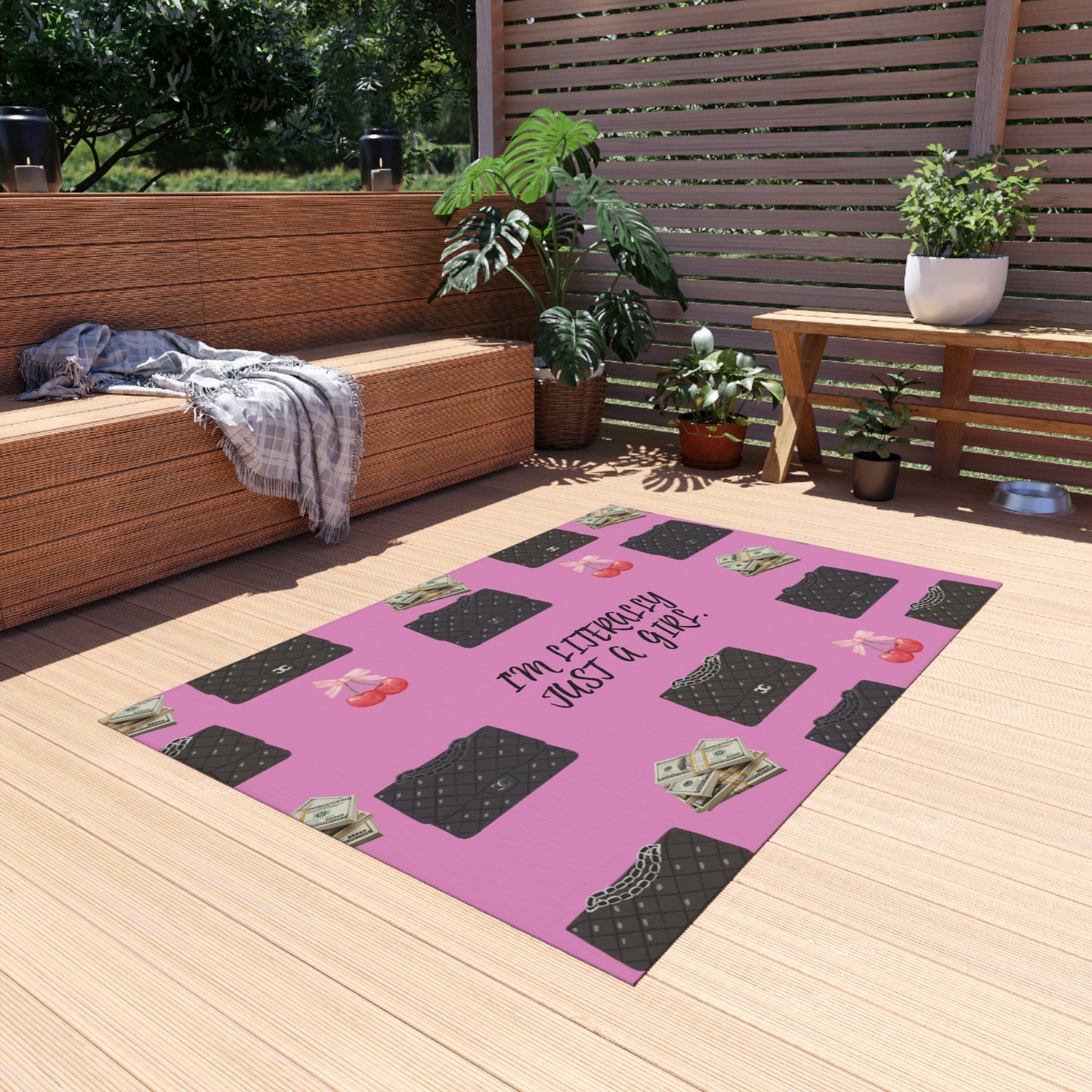 Chic Outdoor Rug - Fun, Perfect for Girls’ Day, Home Decor