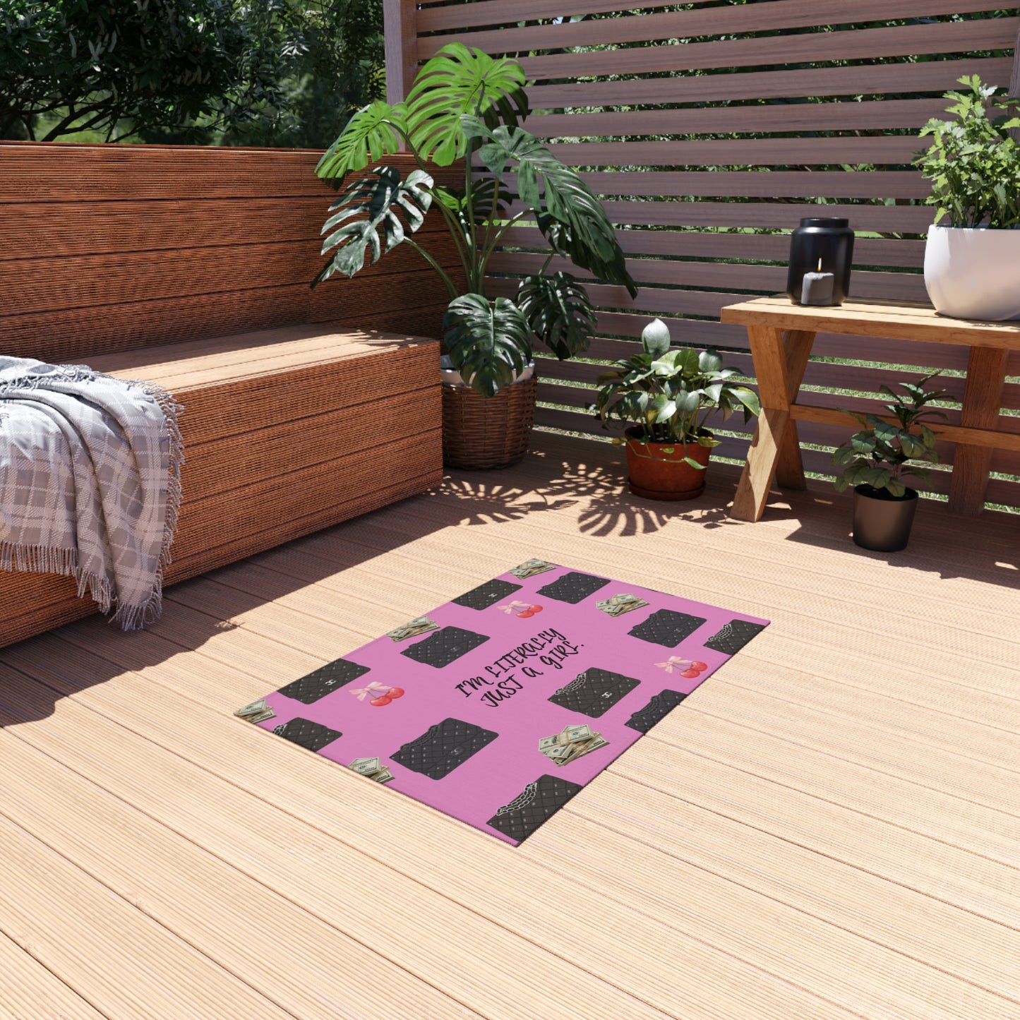 Chic Outdoor Rug - Fun, Perfect for Girls’ Day, Home Decor
