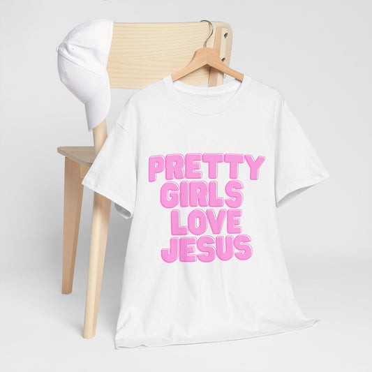 Pretty Girls Love Jesus Unisex Heavy Cotton Tee, Faith-based Apparel, Christian Gift,